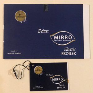 Mirro Electric Broiler Pamphlet and Tag